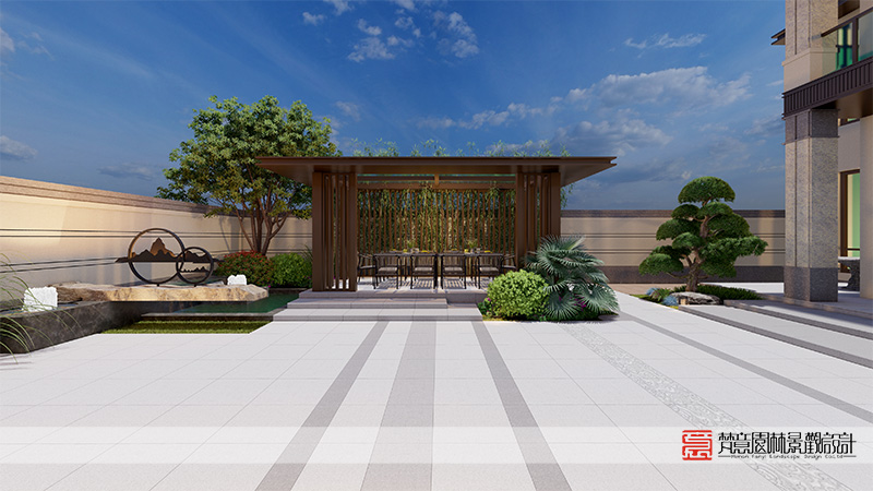 鄭州京水花園240平米別墅庭院設(shè)計(jì)